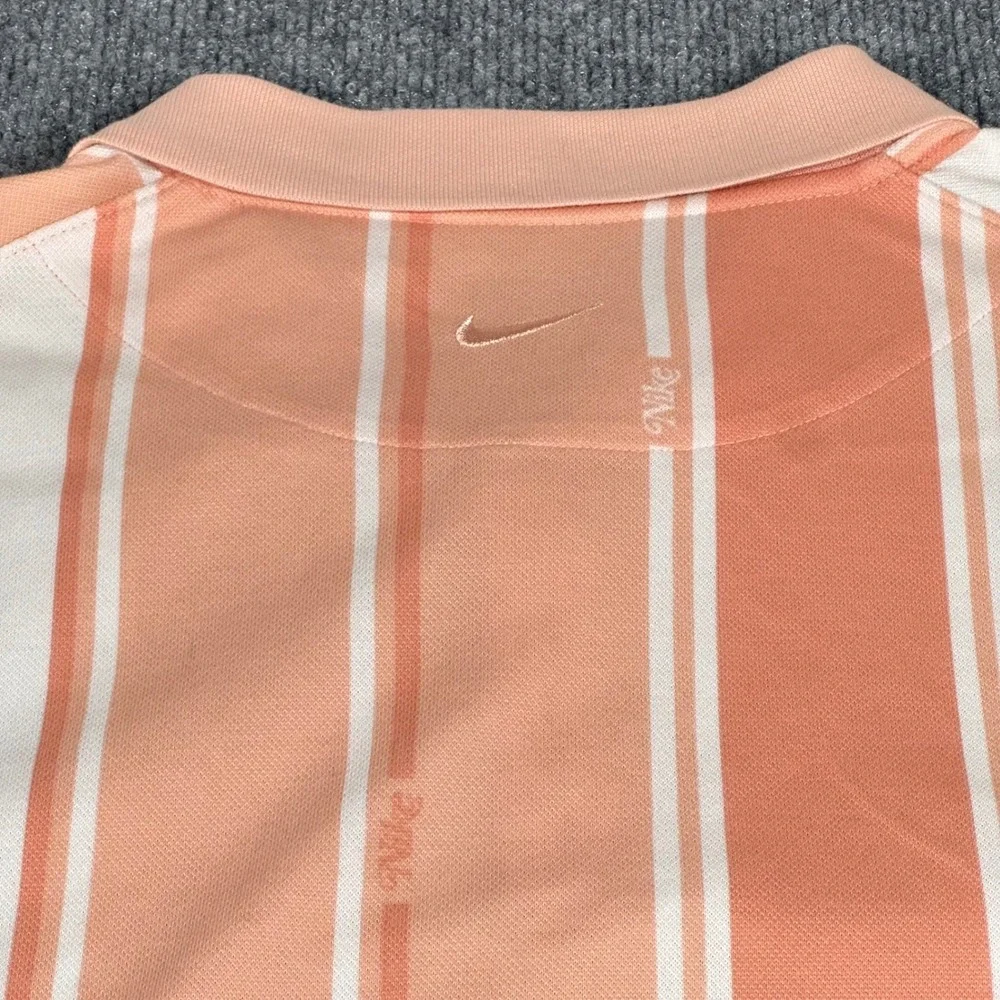 Nike Polo Mens XXL Dri-FIT Orange White Striped Short Sleeve Golf Shirt